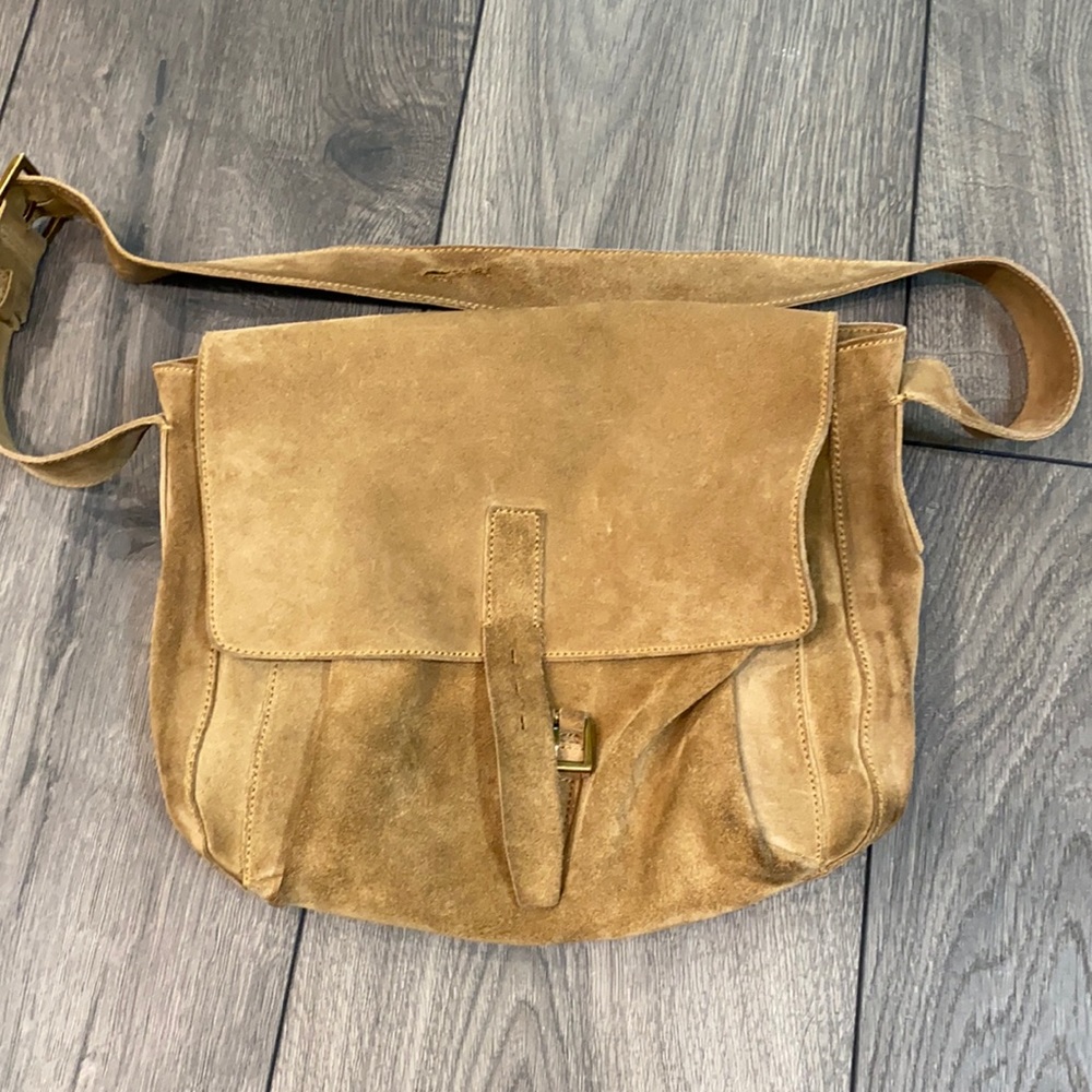 Prada suede tan shoulder bag